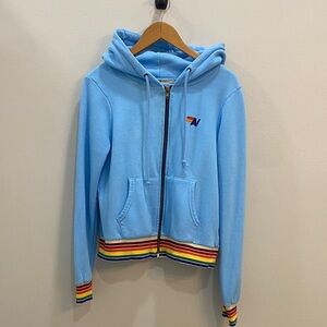 Aviator Nation Hoodie with Rainbow Trim